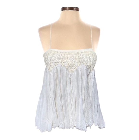 Free People Cream Gauze & Crochet Boho Top - Picture 4 of 5